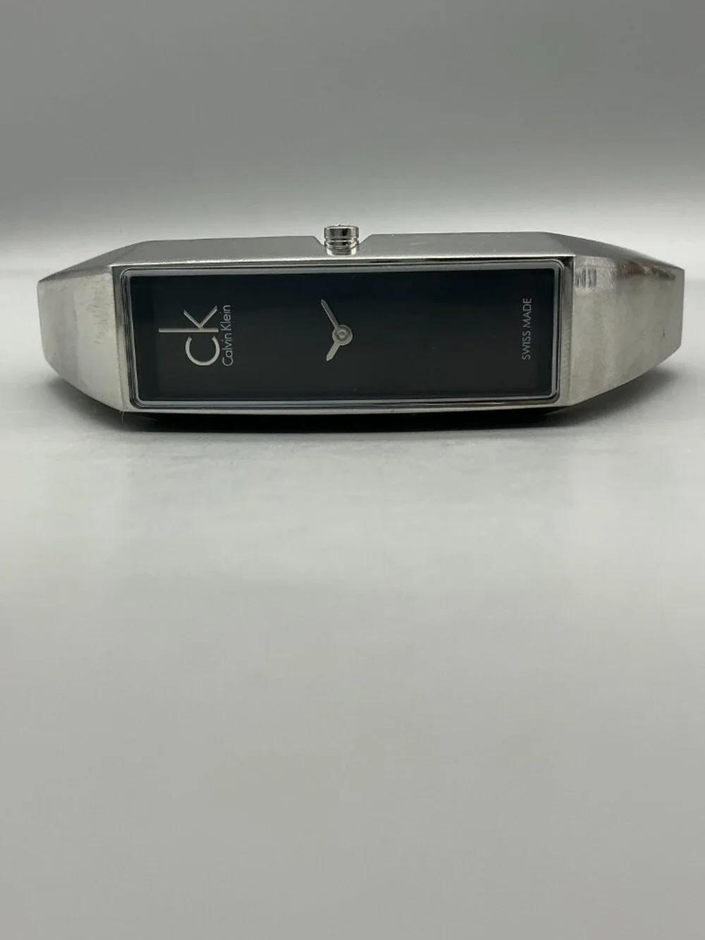 Calvin Klein Women Watch 16mm Stainless Black Rectangle Swiss New Battery 6.5